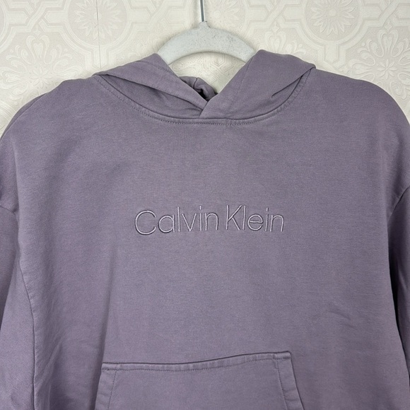 Calvin Klein Hoodie Lavender Lilac Purple Sweatshirt Pullover Boxy XL Terrycloth - Picture 2 of 7